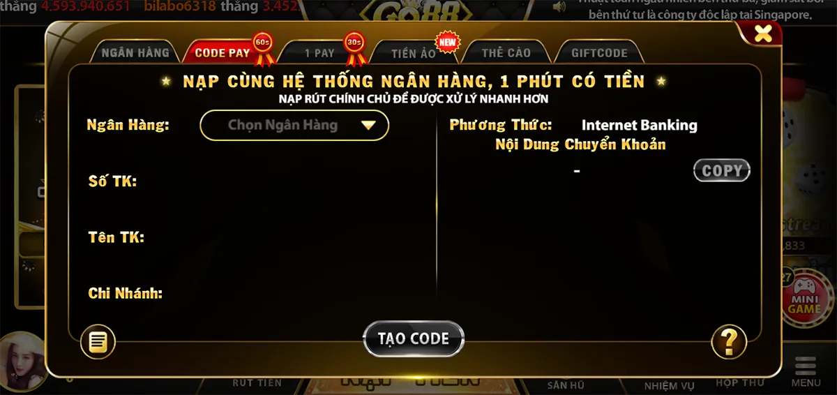 quy trình giao dịch nạp rút tiền game bai có khó?