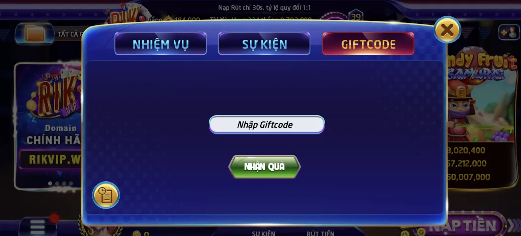 Khuyến mãi hoàn tiền khi nạp thẻ cào, giftcode